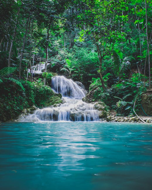 Small waterfall into a lake